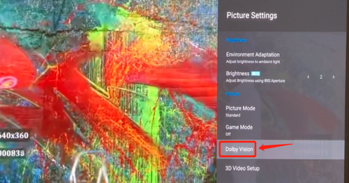 Choose the Dolby Vision in Picture Settings 
