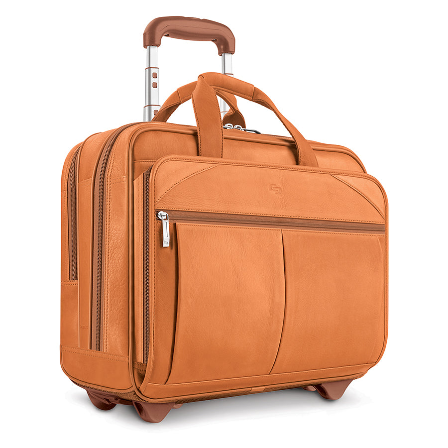 Walker Brown Leather Rolling Briefcase