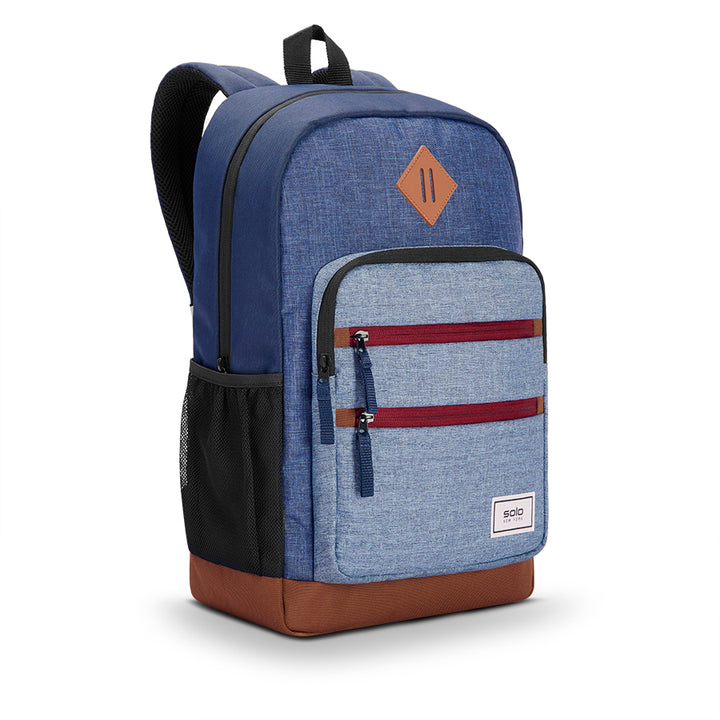 Re:Fresh Machine Washable Backpack in Demin Sky, angle view #denim_sky